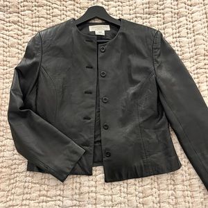 Jones New York Black Leather Blazer Jacket